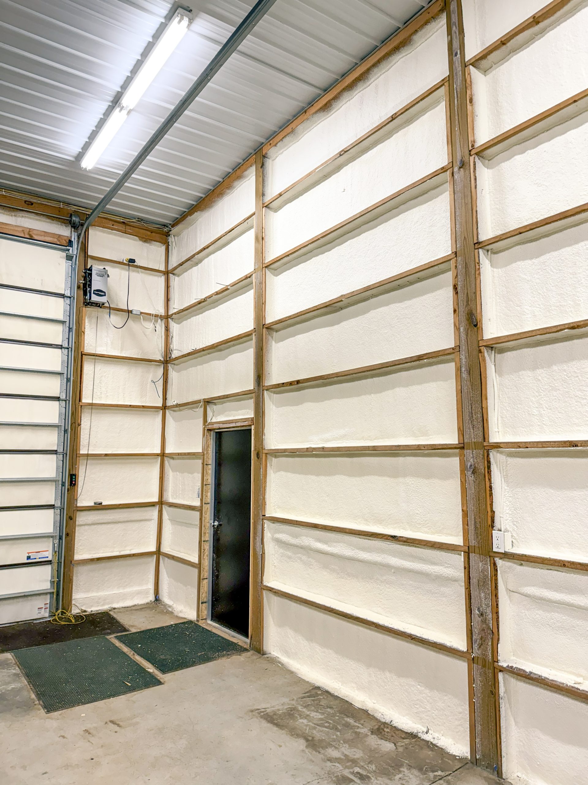 Pole barn with spray foam insulation on walls